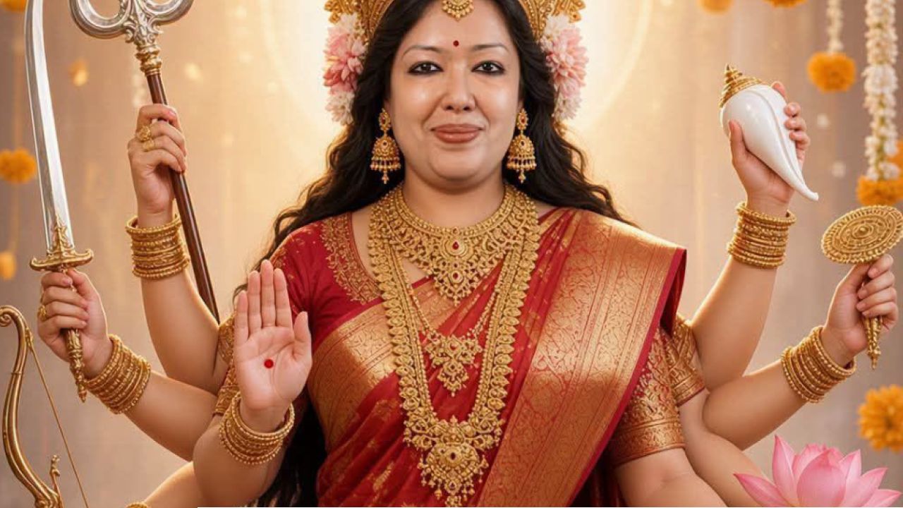 দুর্গার সাজে রুমিন ফারহানা